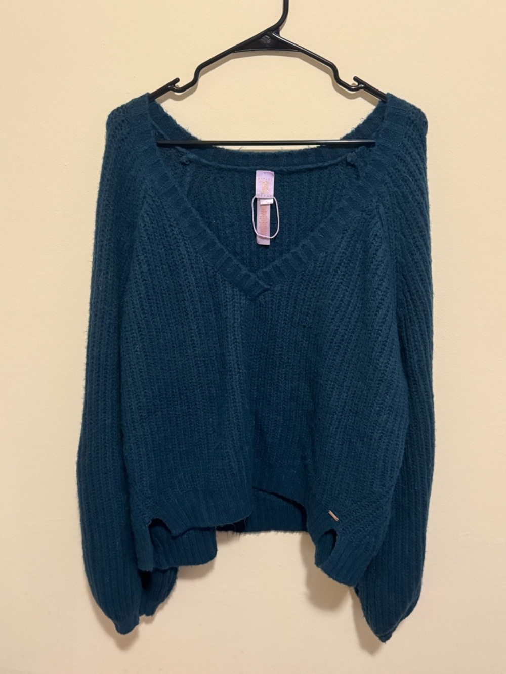 Savage X Fenty Deep Teal V-Neck Chunky Knit Sweater